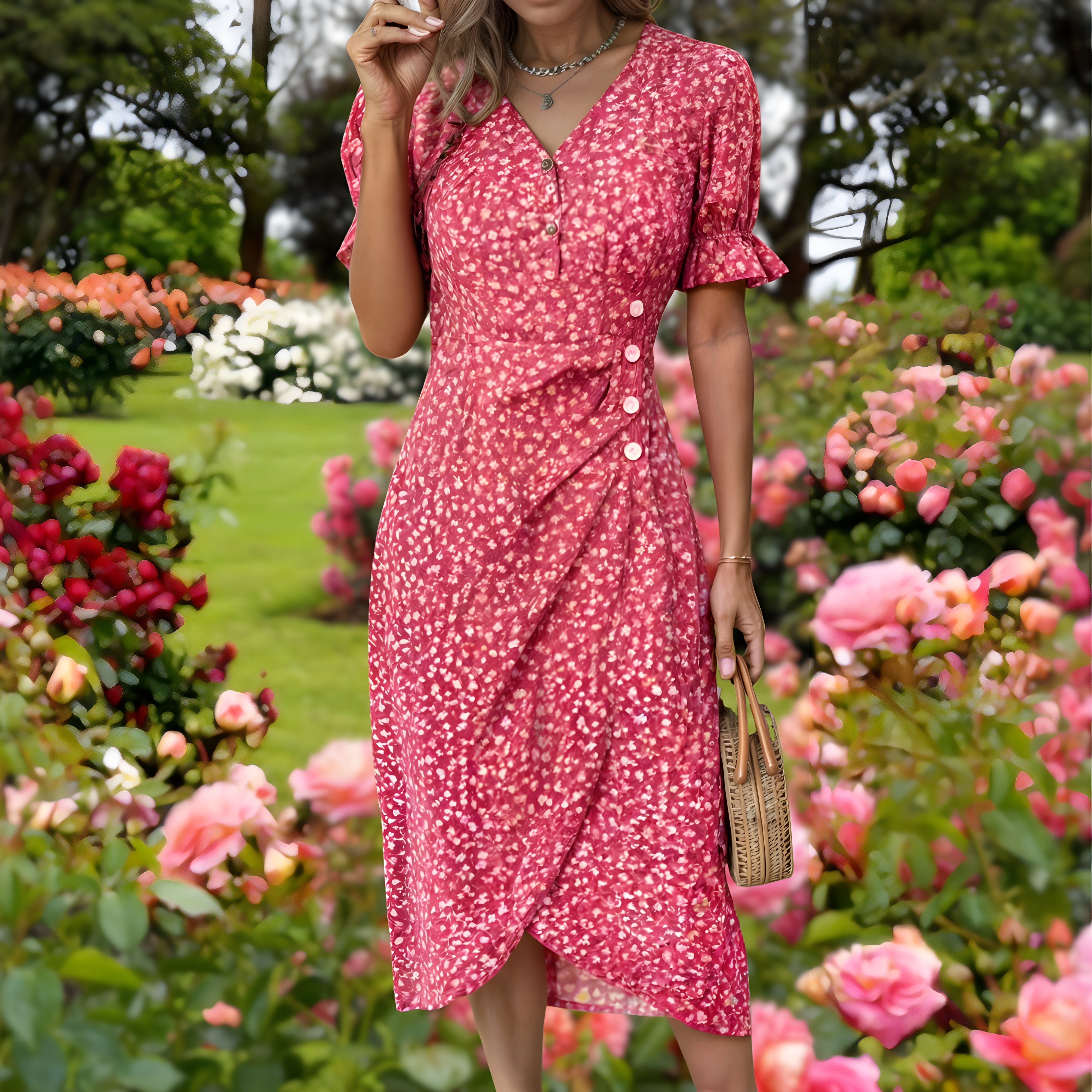 Elise™ - elegant blombladsklänning™