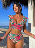 MAËLLE – Bikini-set med omlottopp & hög midja | Bladmönster & smickrande design