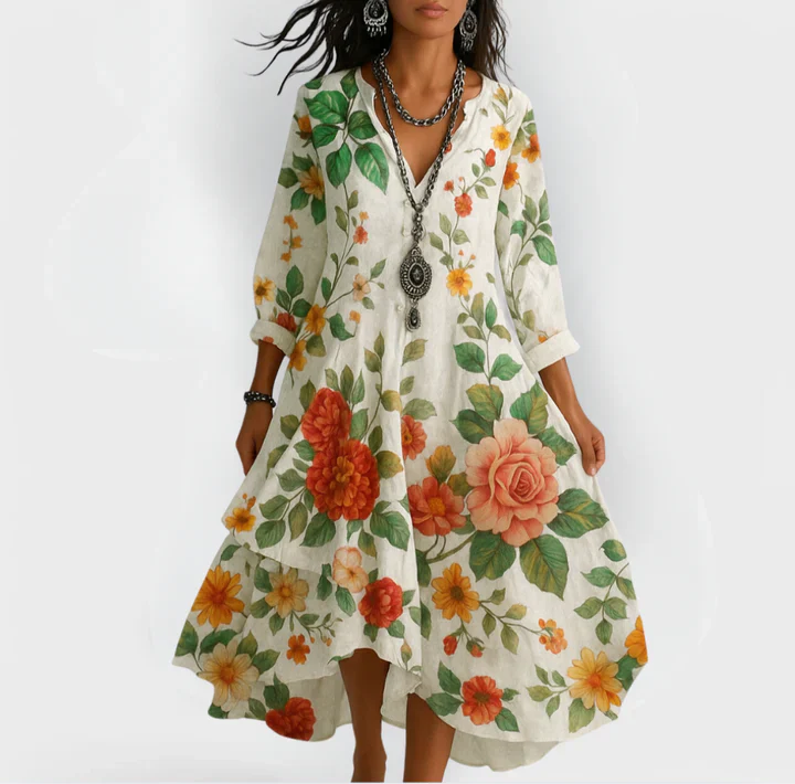 Minea - vintage boho klänning med blommönster™