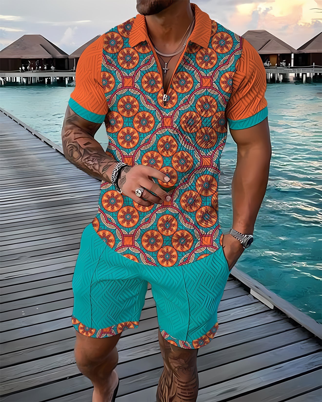 Isak | Azure Pikétröja & Shorts Set