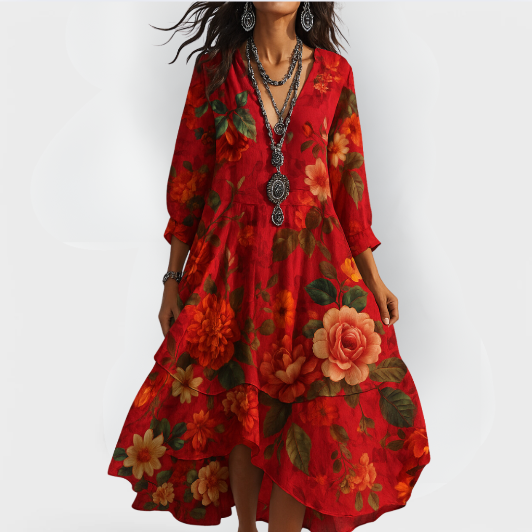Minea - vintage boho klänning med blommönster™
