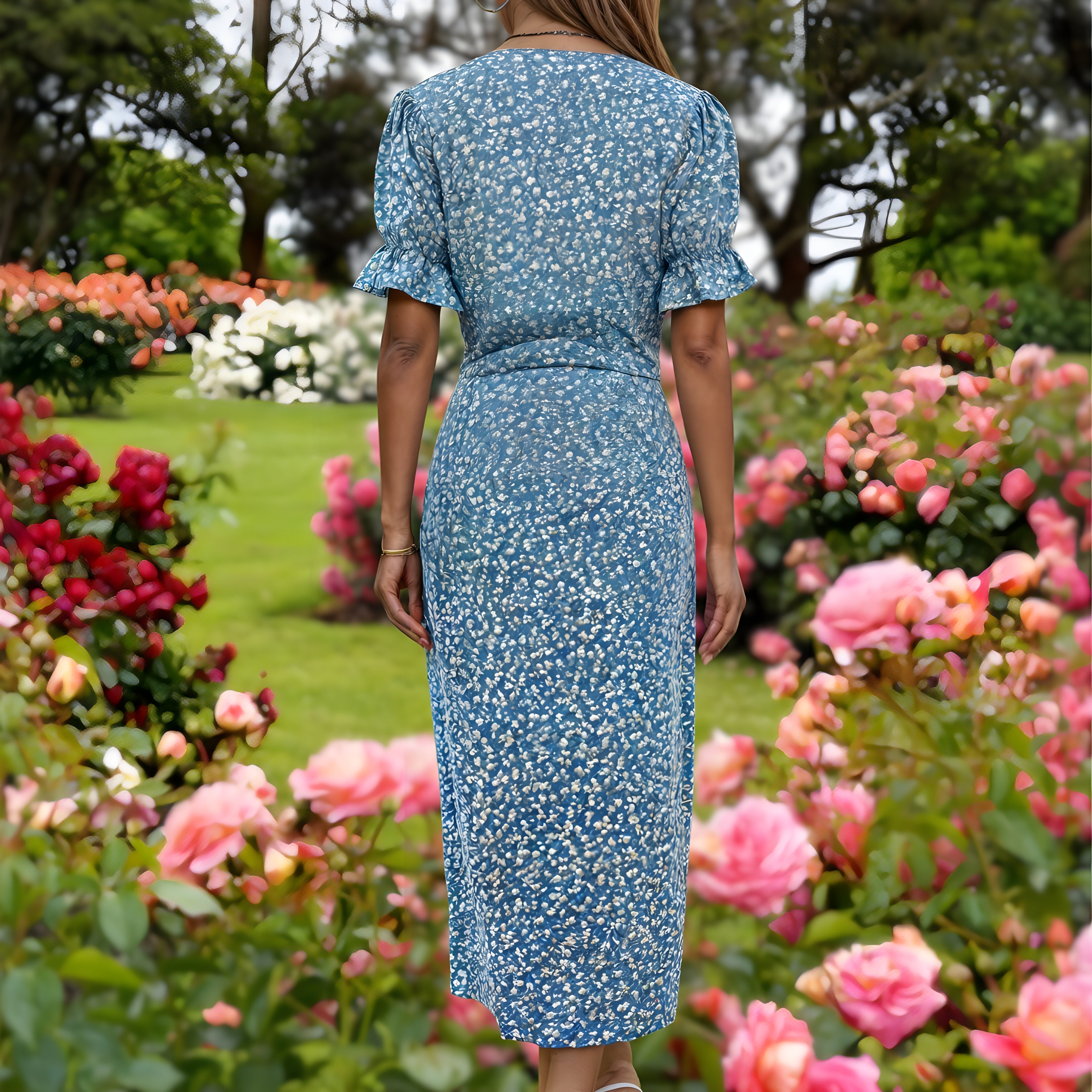 Elise™ - elegant blombladsklänning™
