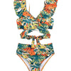 MAËLLE – Bikini-set med omlottopp & hög midja | Bladmönster & smickrande design