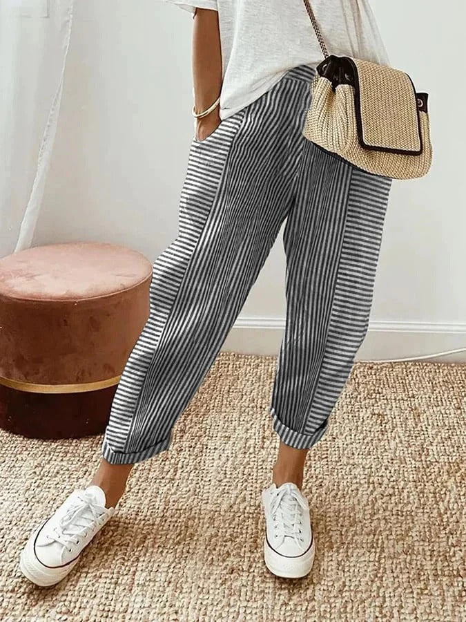 Emma™ | Randiga byxor för damer i casual-modell