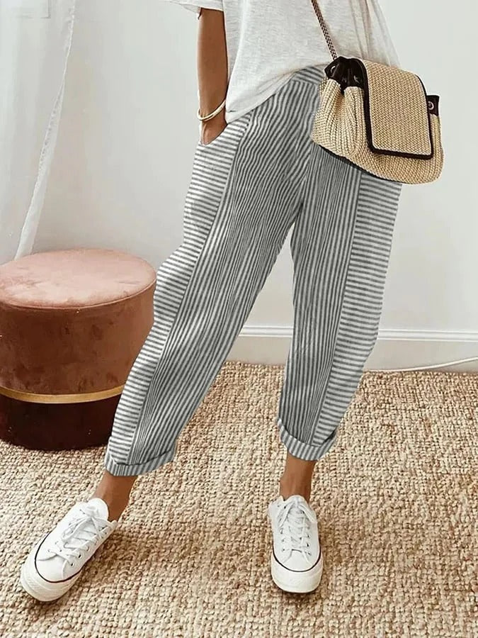 Emma™ | Randiga byxor för damer i casual-modell